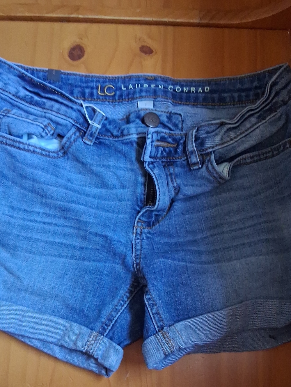 LC Lauren Conrad Medium Blue Denim Rolled Hem Shorts